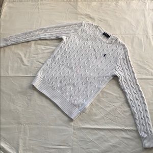 White Cable Knit Wool Sweater